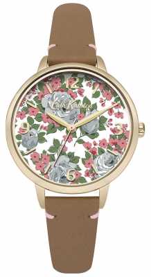 Cath Kidston Womans Tan Leather Strap Floral Printed Dial CKL001TG Cath Kidston Womans Tan Leather Strap Floral Printed Dial CKL001TG