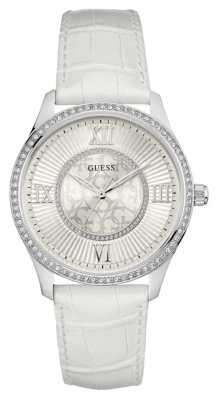 Guess Womans Broadway White Leather Strap W0768L4 Guess Womans Broadway White Leather Strap W0768L4