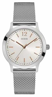 Guess Mens Exchange Stainless Steel Mesh White Dial W0921G1 Guess Mens Exchange Stainless Steel Mesh White Dial W0921G1
