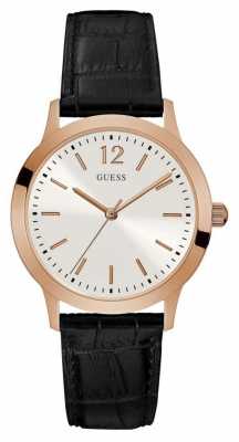 Guess Mens Exchange Black Leather Strap Silver Dial W0922G6 Guess Mens Exchange Black Leather Strap Silver Dial W0922G6