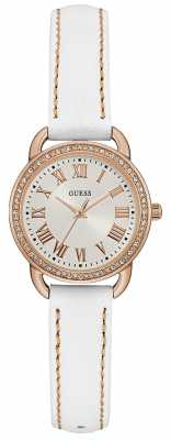 Guess Womens Fifth Avenue White Leather Strap White Dial W0959L3 Guess Womens Fifth Avenue White Leather Strap White Dial W0959L3