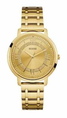 Guess Womens Montauk Gold Plated Bracelet Gold Dial W0933L2 Guess Womens Montauk Gold Plated Bracelet Gold Dial W0933L2