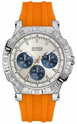 Guess Mens Turbo Orange Strap Silver Dial W0966G1 Guess Mens Turbo Orange Strap Silver Dial W0966G1