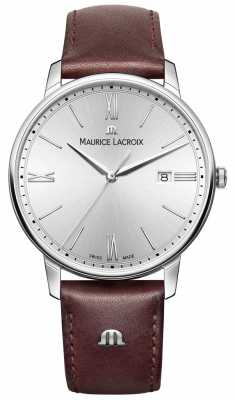 Maurice Lacroix Mens Eliros Brown Leather Strap Silver Dial EL1118-SS001-110-1 Maurice Lacroix Mens Eliros Brown Leather Strap Silver Dial EL1118-SS001-110-1
