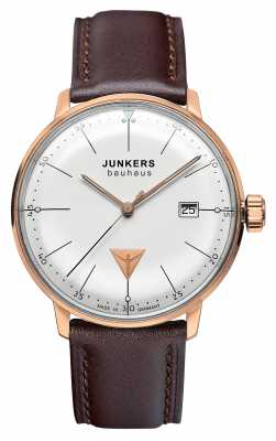 Junkers Mens Bauhaus Brown Leather Strap Silver Dial 6074-1 Junkers Mens Bauhaus Brown Leather Strap Silver Dial 6074-1