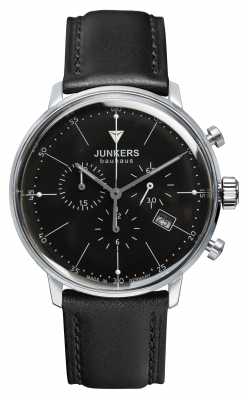 Junkers Mens Bauhaus Chronograph Black Leather Strap Black Dial 6088-2 Junkers Mens Bauhaus Chronograph Black Leather Strap Black Dial 6088-2