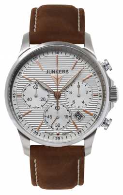 Junkers Mens Tante JU Chronograph Brown Leather Strap Silver Dial 6878-4 Junkers Mens Tante JU Chronograph Brown Leather Strap Silver Dial 6878-4