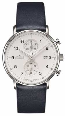 Junghans FORM C Chronoscope Calfskin Blue Strap with Numbers 041/4775.00 Junghans FORM C Chronoscope Calfskin Blue Strap with Numbers 041/4775.00