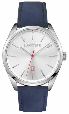 Lacoste Mens San Diego Blue Leather Strap Silver Dial 2010909 Lacoste Mens San Diego Blue Leather Strap Silver Dial 2010909