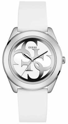 Guess Womens G Twist White Leather Strap White Dial W0911L1 Guess Womens G Twist White Leather Strap White Dial W0911L1