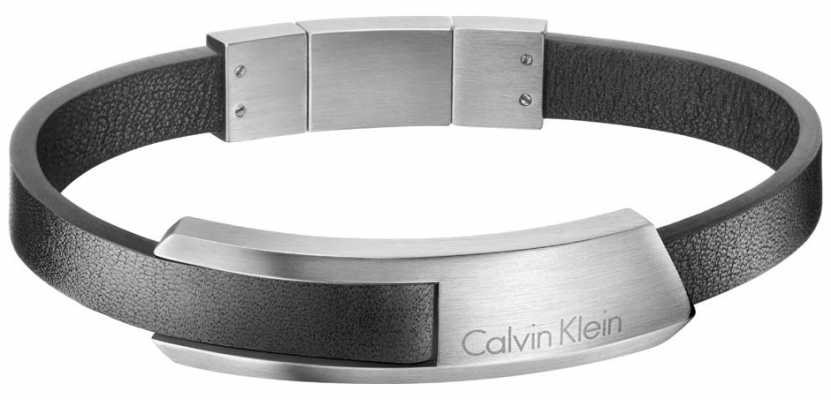 Calvin Klein Mens Bump Leather Stainless Steel Bracelet KJ4MBB090100 Calvin Klein Mens Bump Leather Stainless Steel Bracelet KJ4MBB090100