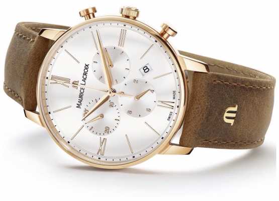 Maurice Lacroix Mens Eliros Chronograph Brown Calf Leather Strap EL1098-PVP01-113-1 Maurice Lacroix Mens Eliros Chronograph Brown Calf Leather Strap EL1098-PVP01-113-1