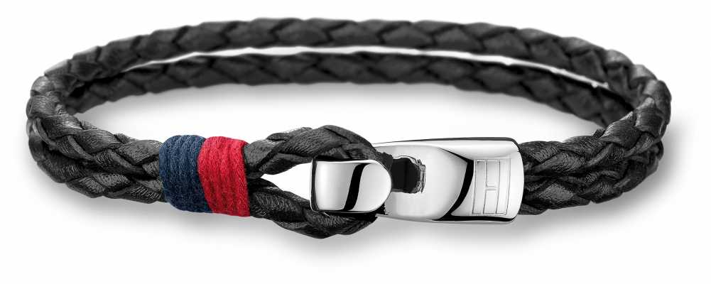 Tommy Hilfiger Mens Black Leather Stainless Steel Bracelet 2700670 Tommy Hilfiger Mens Black Leather Stainless Steel Bracelet 2700670