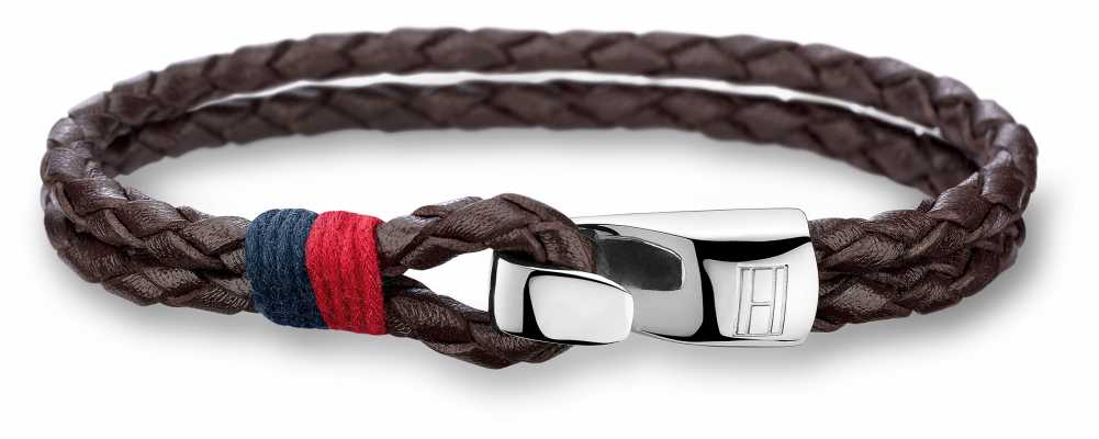 Tommy Hilfiger Mens Brown Leather Stainless Steel Bracelet 2700671 Tommy Hilfiger Mens Brown Leather Stainless Steel Bracelet 2700671