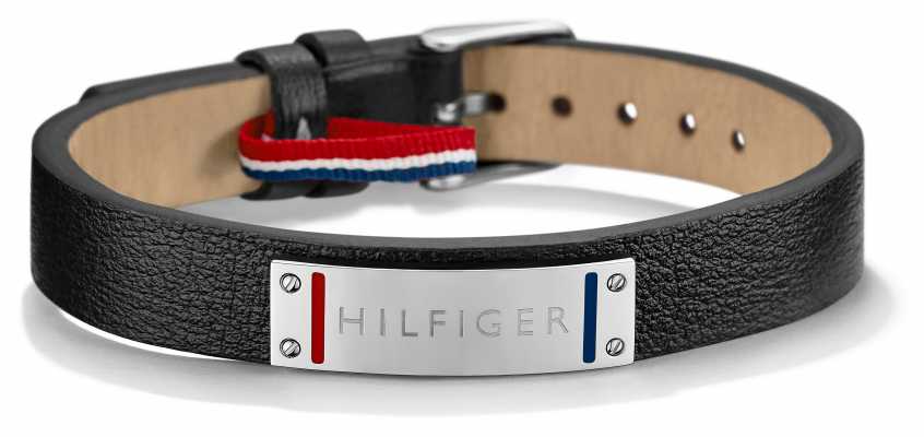 Tommy Hilfiger Mens Black Leather Stainless Steel Bracelet 2700679 Tommy Hilfiger Mens Black Leather Stainless Steel Bracelet 2700679