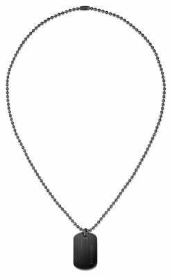 Tommy Hilfiger Mens Black Ion Plated Dog Tag Necklace 2700688 Tommy Hilfiger Mens Black Ion Plated Dog Tag Necklace 2700688