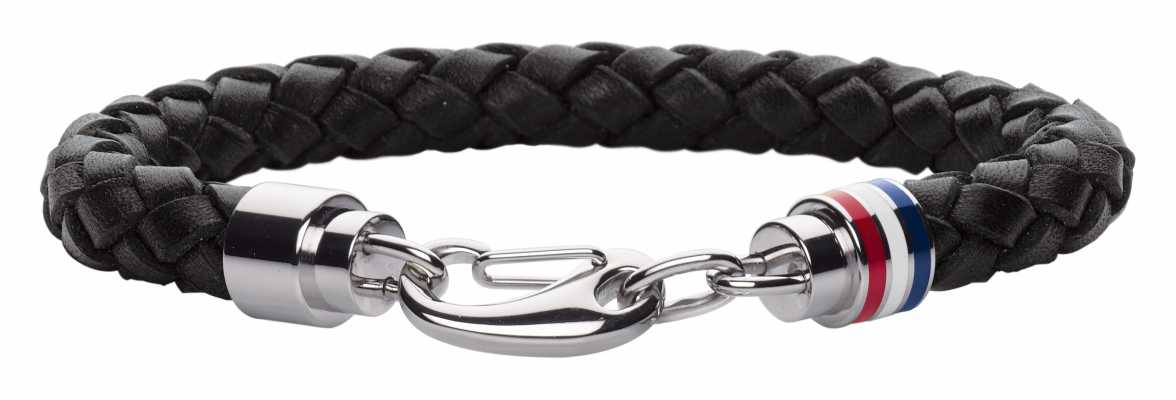 Tommy Hilfiger Mens Black Leather Stainless Steel Bracelet 2700510 Tommy Hilfiger Mens Black Leather Stainless Steel Bracelet 2700510