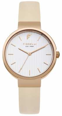 Fiorelli Womans Nude Strap White Glossy Stripe Dial FO035CRG Fiorelli Womans Nude Strap White Glossy Stripe Dial FO035CRG
