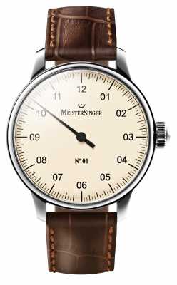 MeisterSinger Mens No 01 Mechanical Brown Leather Strap Cream Dial AM3303 MeisterSinger Mens No 01 Mechanical Brown Leather Strap Cream Dial AM3303
