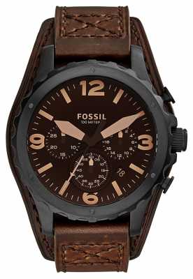 Fossil Mens Nate Chronograph Brown Leather JR1511 Fossil Mens Nate Chronograph Brown Leather JR1511