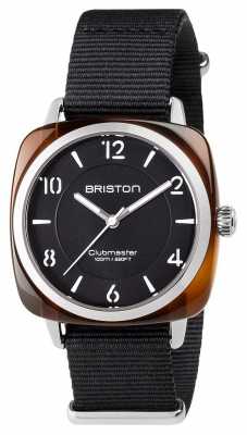 Briston Unisex Clubmaster Chic Black Acetate Steel With Nato Strap 17536.SA.T.1.NB Briston Unisex Clubmaster Chic Black Acetate Steel With Nato Strap 17536.SA.T.1.NB