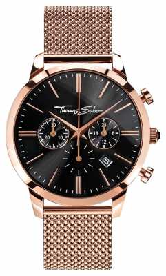 Thomas Sabo Mens Eternal Rebel Rose Gold Plated Mesh Bracelet Chrono WA0246-265-203-42 Thomas Sabo Mens Eternal Rebel Rose Gold Plated Mesh Bracelet Chrono WA0246-265-203-42
