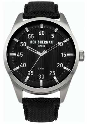 Ben Sherman Mens Black Leather Backed Strap Black Dial WB031B Ben Sherman Mens Black Leather Backed Strap Black Dial WB031B