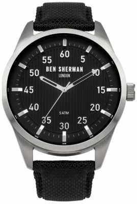 Ben Sherman Mens Black Leather Backed Strap Black Dial WB031B Ben Sherman Mens Black Leather Backed Strap Black Dial WB031B