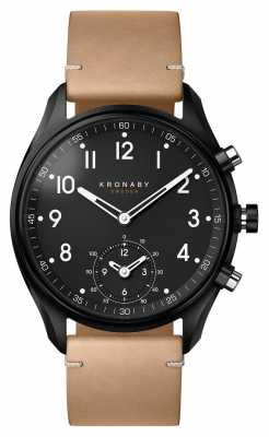 Kronaby APEX Bluetooth Black pvd case/Beige Leather Strap A1000-0730 Kronaby APEX Bluetooth Black pvd case/Beige Leather Strap A1000-0730
