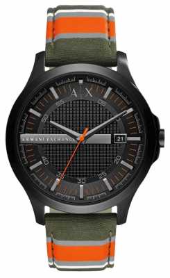 Armani Exchange Mens Dress Watch Green Orange Stripe Strap AX2198 Armani Exchange Mens Dress Watch Green Orange Stripe Strap AX2198