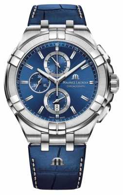 Maurice Lacroix Mens Aikon Blue Chronograph Croc Imitation Leather AI1018-SS001-430-1 Maurice Lacroix Mens Aikon Blue Chronograph Croc Imitation Leather AI1018-SS001-430-1