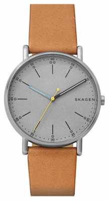 Skagen Mens Signatur Grey Dial Tan Strap SKW6373 Skagen Mens Signatur Grey Dial Tan Strap SKW6373