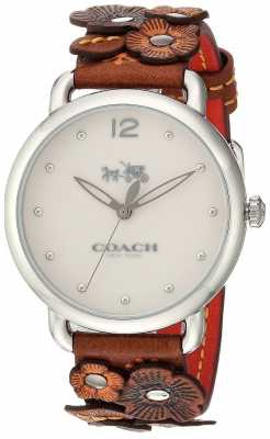 Coach Womans Delancy Watch Brown Flower Leather Strap 14502744 Coach Womans Delancy Watch Brown Flower Leather Strap 14502744