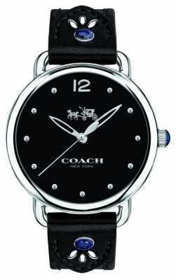 Coach Womans Delancy Watch Black Leather Strap Blue Stones 14502738 Coach Womans Delancy Watch Black Leather Strap Blue Stones 14502738