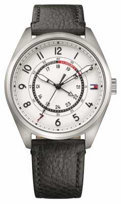 Tommy Hilfiger Mens Dylan Stainless Steel Black Leather Strap 1791373 Tommy Hilfiger Mens Dylan Stainless Steel Black Leather Strap 1791373