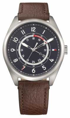 Tommy Hilfiger Mens Dylan Stainless Steel Brown Leather Strap 1791371 Tommy Hilfiger Mens Dylan Stainless Steel Brown Leather Strap 1791371
