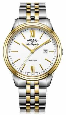 Rotary Mens Tradition Swiss Made Two Tone Metal Bracelet GB90195/01 Rotary Mens Tradition Swiss Made Two Tone Metal Bracelet GB90195/01