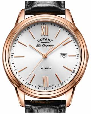 Rotary Mens Tradition Swiss Made PVD Rose Gold Leather Strap GS90196/01 Rotary Mens Tradition Swiss Made PVD Rose Gold Leather Strap GS90196/01