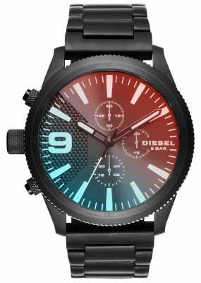Diesel Gents Rasp Chrono Red/blue Black Ion Plated Watch DZ4447 Diesel Gents Rasp Chrono Red/blue Black Ion Plated Watch DZ4447