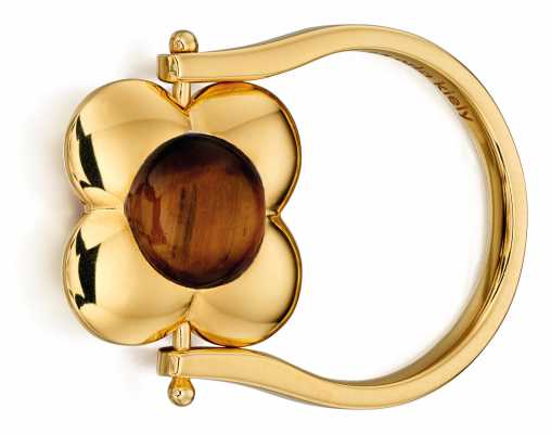 Orla Kiely MARGOT Gold Plated Sterling Silver Quartz Tiger Eye Ring R3497-56 Orla Kiely MARGOT Gold Plated Sterling Silver Quartz Tiger Eye Ring R3497-56