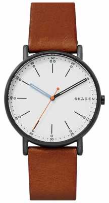 Skagen Mens Signatur Brown Leather Strap White Dial SKW6374 Skagen Mens Signatur Brown Leather Strap White Dial SKW6374