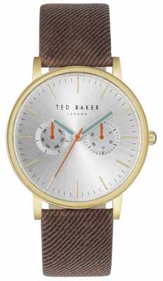 Ted Baker Mens Brit 40mm Silver Dial Brown Fabric Strap TE10031497 Ted Baker Mens Brit 40mm Silver Dial Brown Fabric Strap TE10031497
