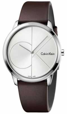 Calvin Klein Mens Minimal Brown Leather Strap Silver Dial K3M211G6 Calvin Klein Mens Minimal Brown Leather Strap Silver Dial K3M211G6