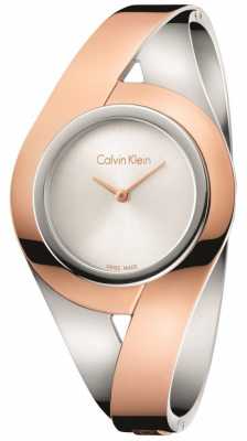 Calvin Klein Womans Sensual Two Tone Stainless Steel Bangle Silver Dial M K8E2M1Z6 Calvin Klein Womans Sensual Two Tone Stainless Steel Bangle Silver Dial M K8E2M1Z6
