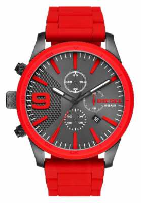 Diesel Mens Rasp Chronograph Gunmetal Red DZ4448 Diesel Mens Rasp Chronograph Gunmetal Red DZ4448