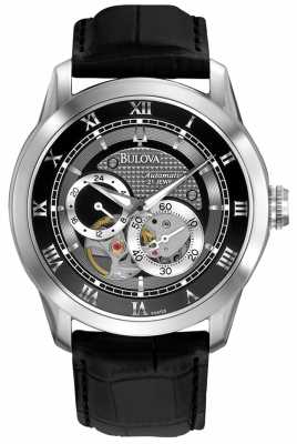 Bulova Mens Automatic Black Leather 96A135 Bulova Mens Automatic Black Leather 96A135