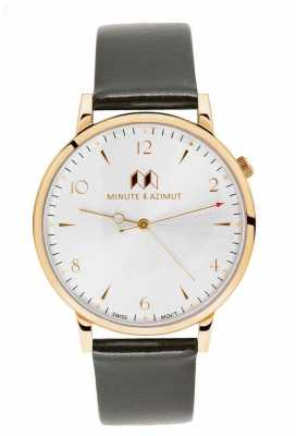 Minute & Azimut Mens Black Calfskin Leather Strap Gold Case DKOBICA38G Minute & Azimut Mens Black Calfskin Leather Strap Gold Case DKOBICA38G