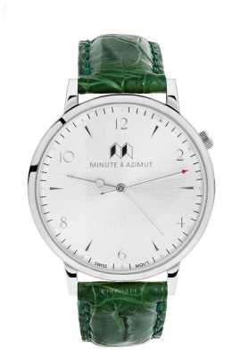 Minute & Azimut Womans Green Alligator Leather Strap Silver Case EMGBIAL38S Minute & Azimut Womans Green Alligator Leather Strap Silver Case EMGBIAL38S