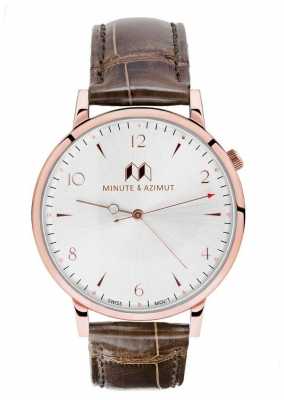 Minute & Azimut Mens Grey Brown Alligator Leather Strap Copper Case GBRBIAL38C Minute & Azimut Mens Grey Brown Alligator Leather Strap Copper Case GBRBIAL38C