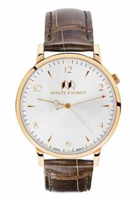 Minute & Azimut Mens Grey Brown Alligator Leather Strap Gold Case GBRBIAL38G Minute & Azimut Mens Grey Brown Alligator Leather Strap Gold Case GBRBIAL38G